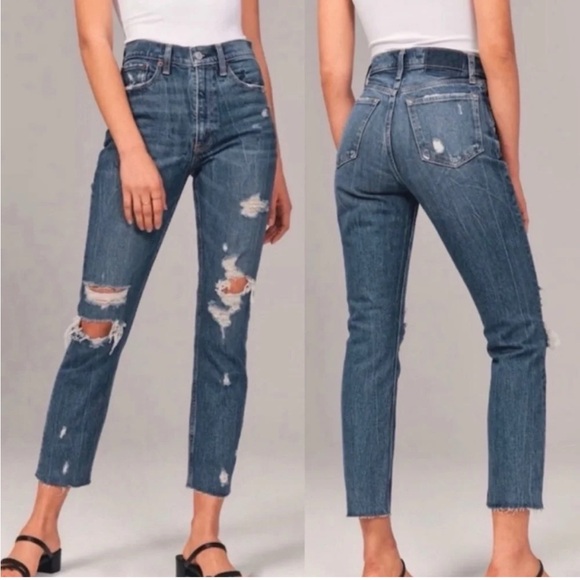 Abercrombie & Fitch Denim - Abercrombie & Fitch The Mom High Rise Jeans Distressed